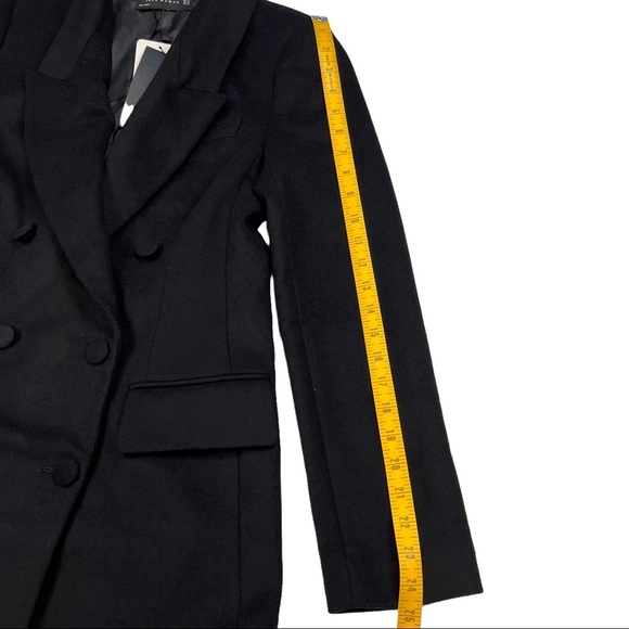 NWT Zara Woman Black Double Breasted Blazer Jacket Wool Blend Size XS - Picture 13 of 15